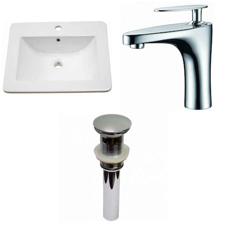 21-in. W 1 Hole Ceramic Top Set In White Color - Overflow Drain Incl -  AMERICAN IMAGINATIONS, AI-29722